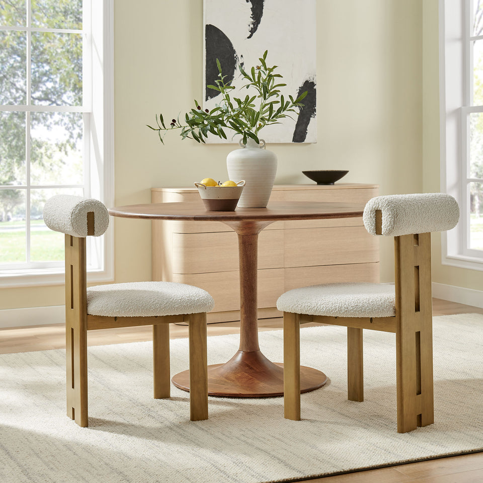 Torian Boucle Fabric Dining Chair Set of 2 by Modway