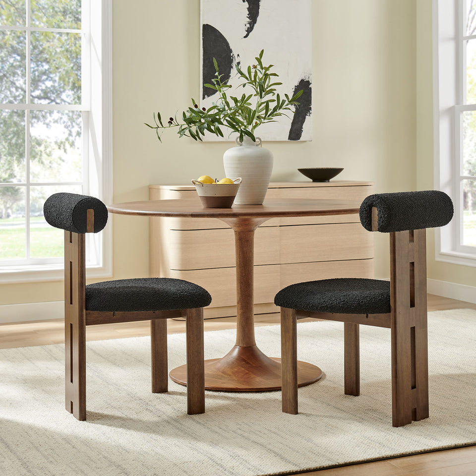 Torian Boucle Fabric Dining Chair Set of 2 by Modway