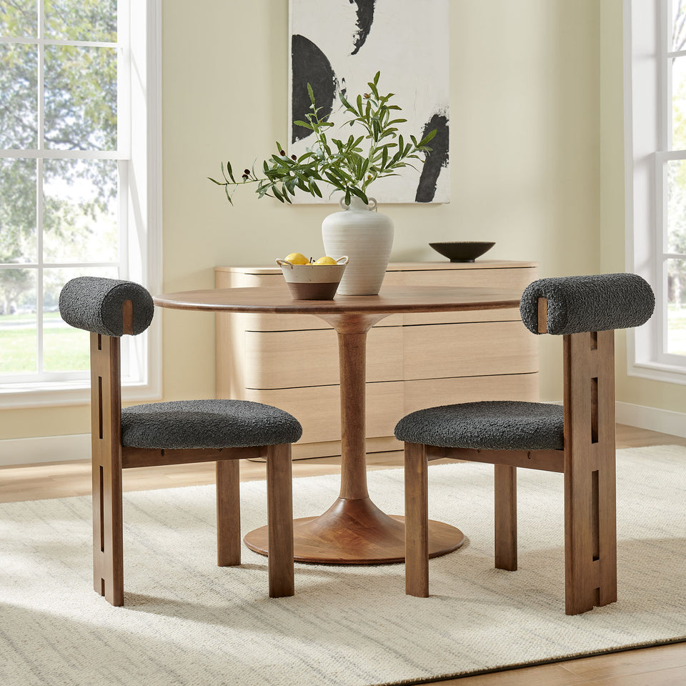 Torian Boucle Fabric Dining Chair Set of 2 by Modway