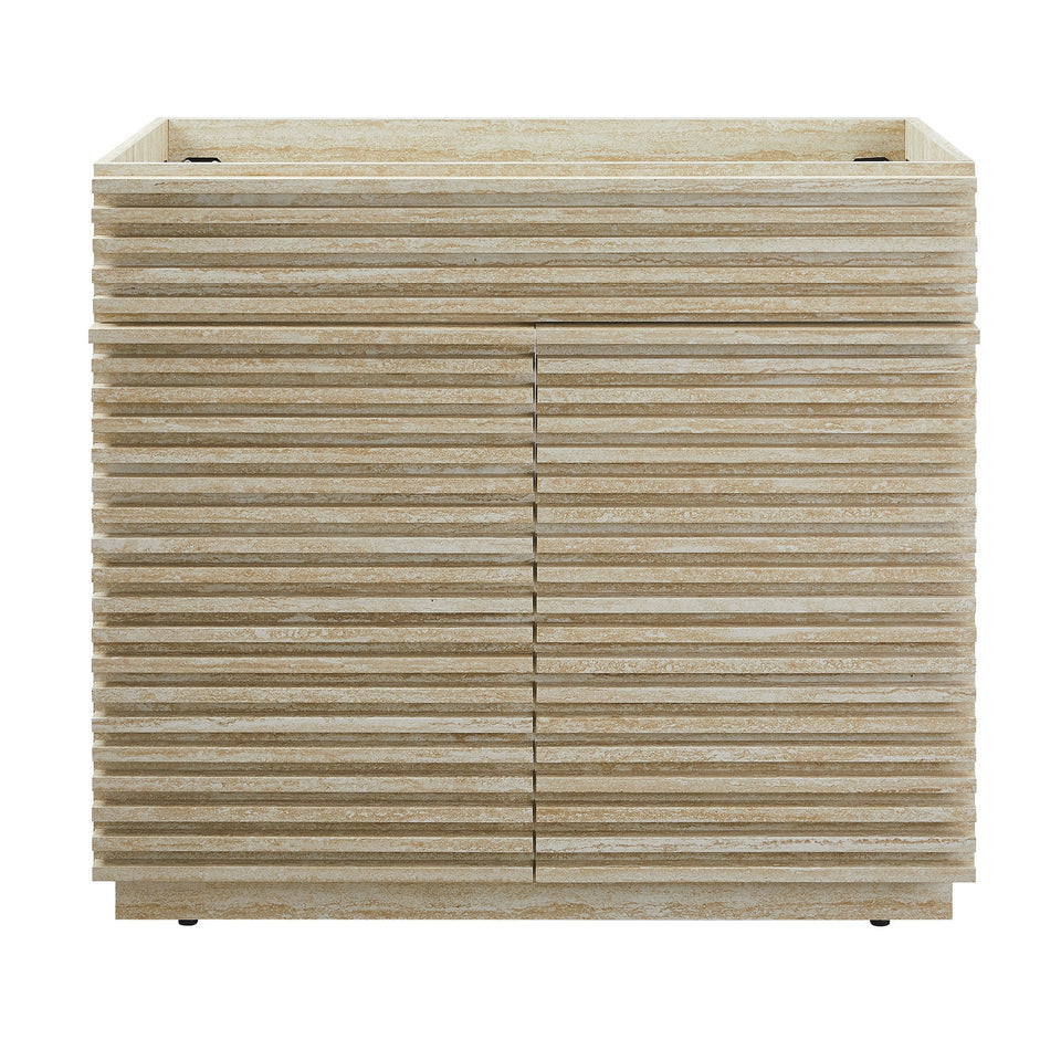 Render 36" Faux Travertine Bathroom Vanity Cabinet (Sink Not Included) by Modway
