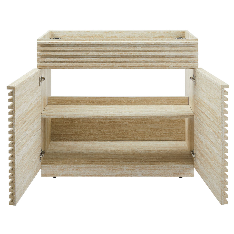 Render 36" Faux Travertine Bathroom Vanity Cabinet (Sink Not Included) by Modway