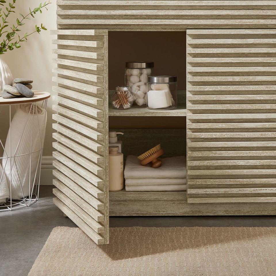 Render 36" Faux Travertine Bathroom Vanity Cabinet (Sink Not Included) by Modway