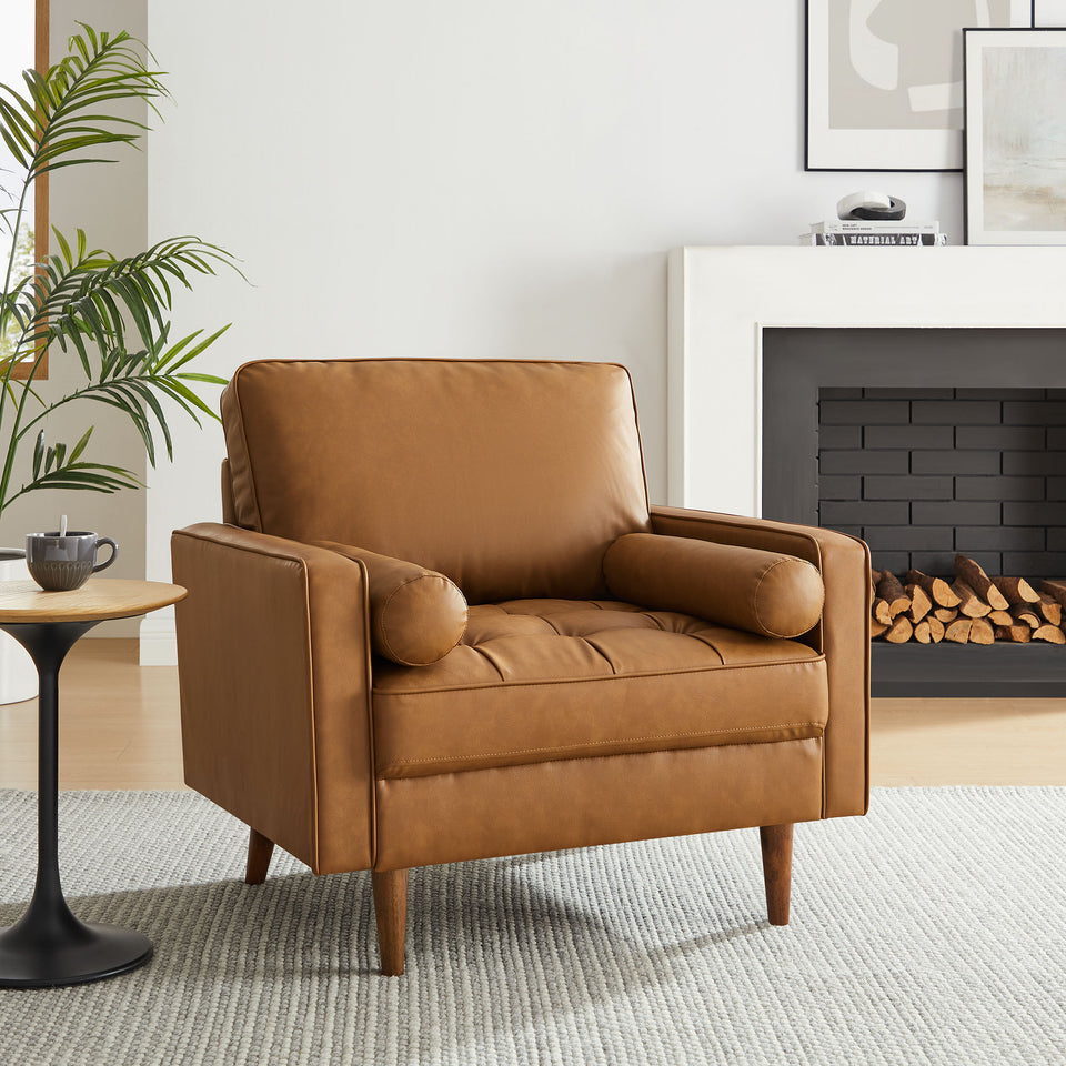 Valour Tufted Vegan Leather Accent Armchair by Modway