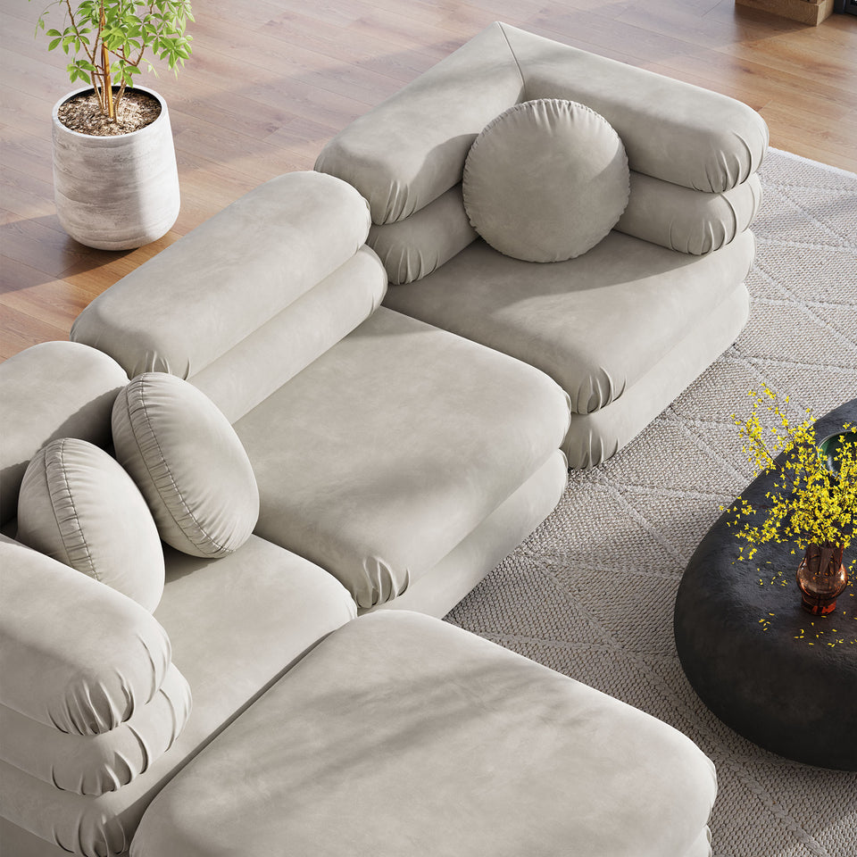 Jubilee 4-Piece Modular Performance Velvet Sectional Sofa by Modway