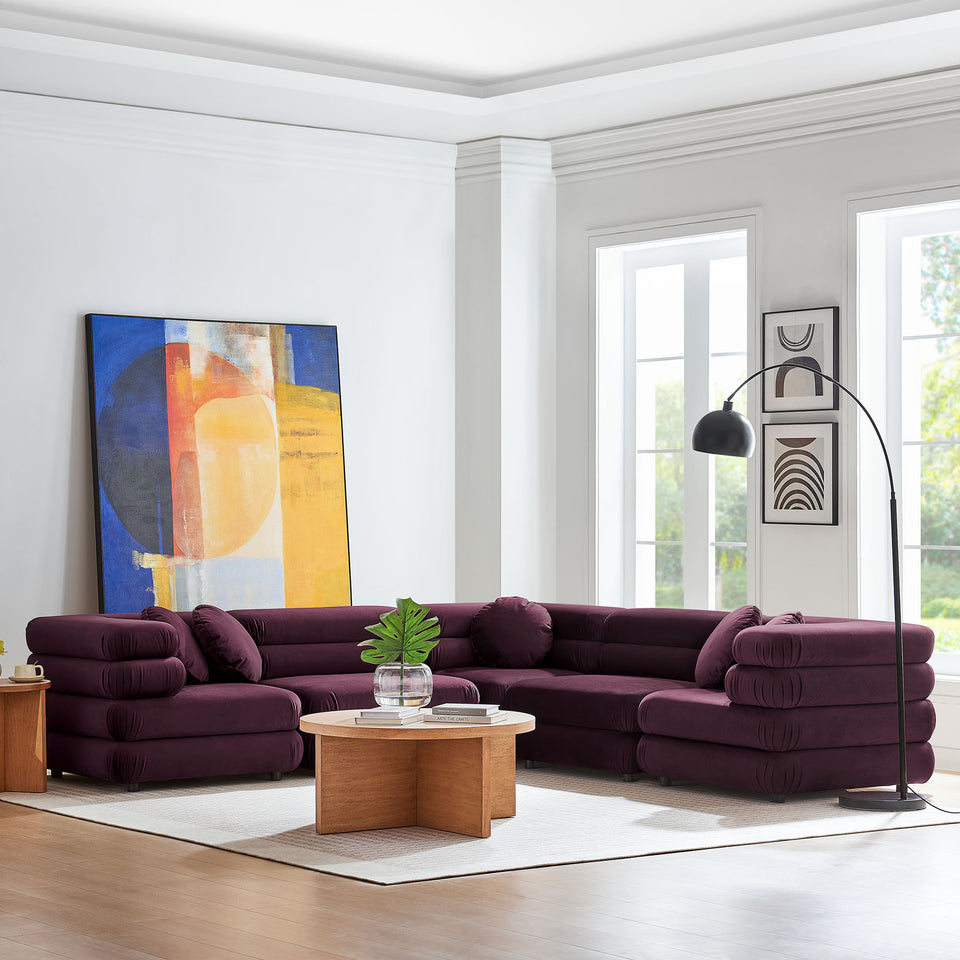 Jubilee 5-Piece Modular Performance Velvet Sectional Sofa by Modway