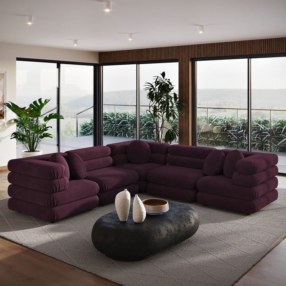 Jubilee 5-Piece Modular Performance Velvet Sectional Sofa by Modway