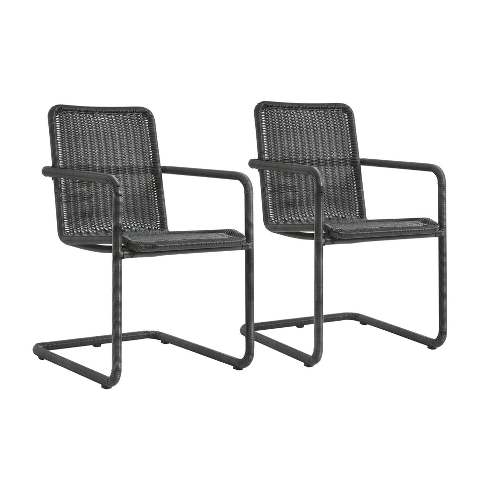 Abacus 7-Piece Rectangular Outdoor Patio Aluminum Dining Table Set with Rattan Armchairs by Modway