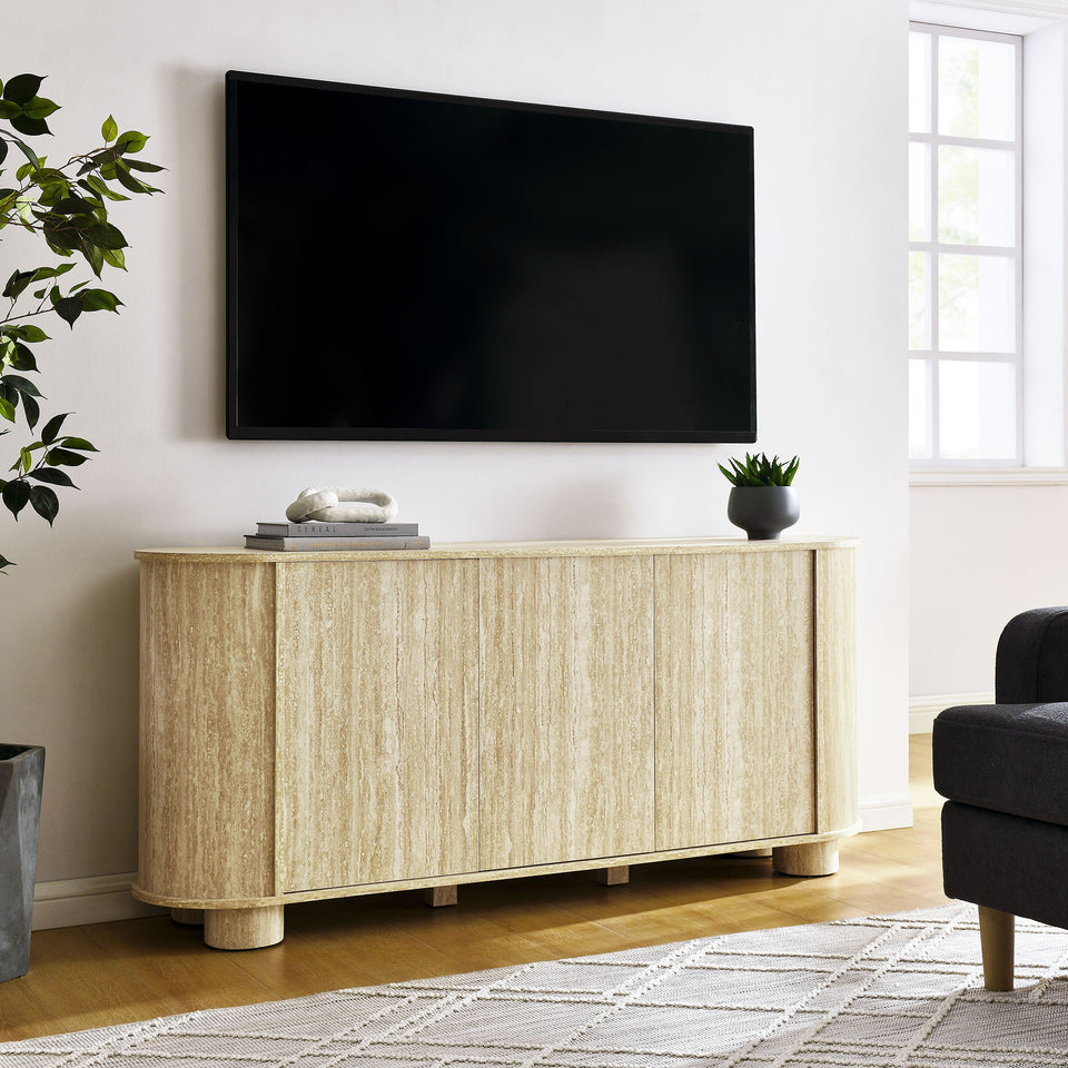 Overture 63" Oval Faux Travertine Sideboard by Modway