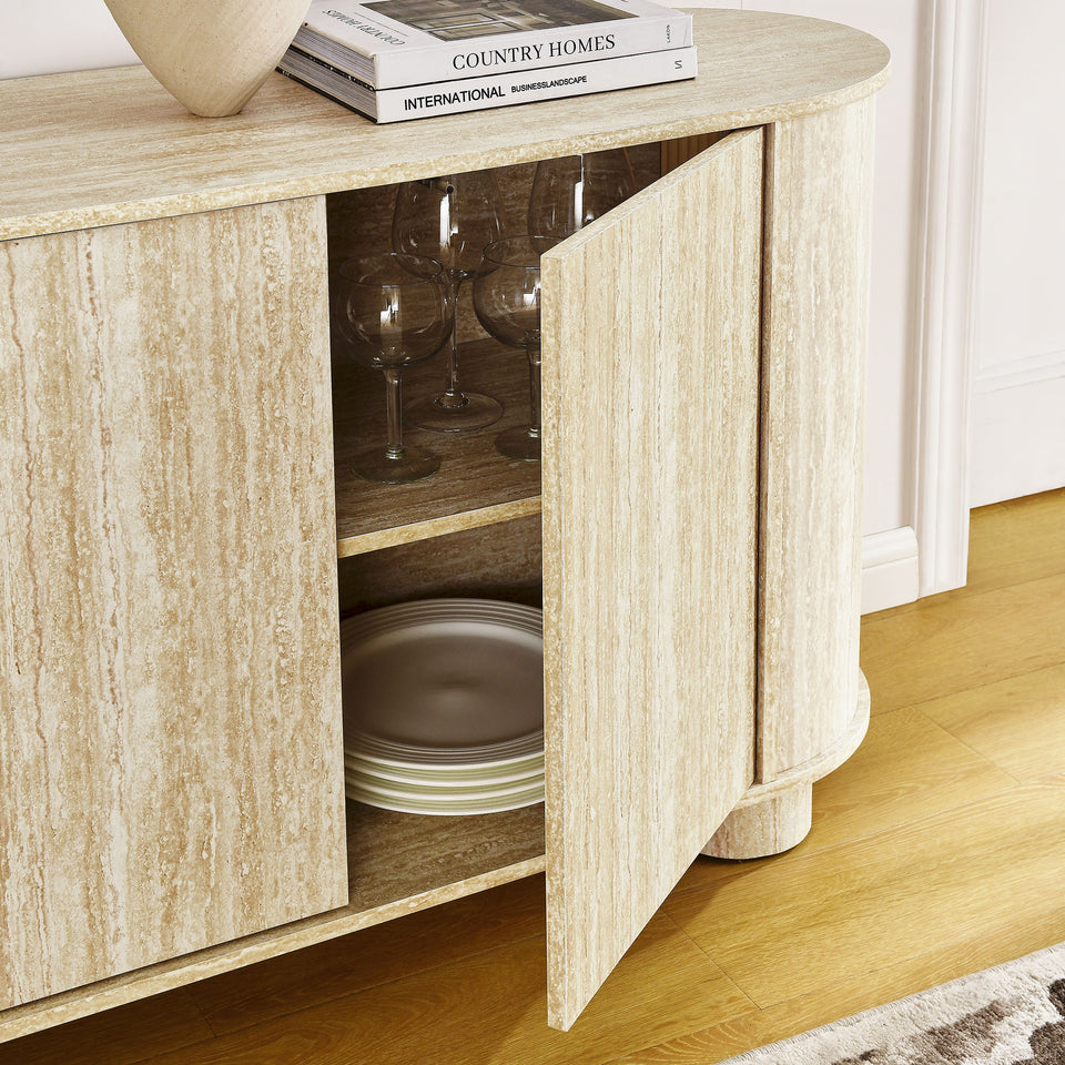 Overture 63" Oval Faux Travertine Sideboard by Modway