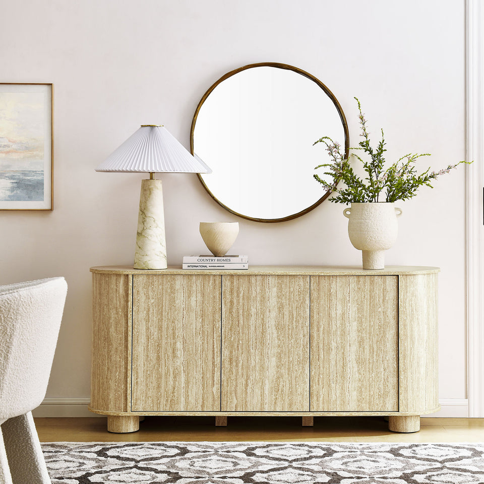 Overture 63" Oval Faux Travertine Sideboard by Modway
