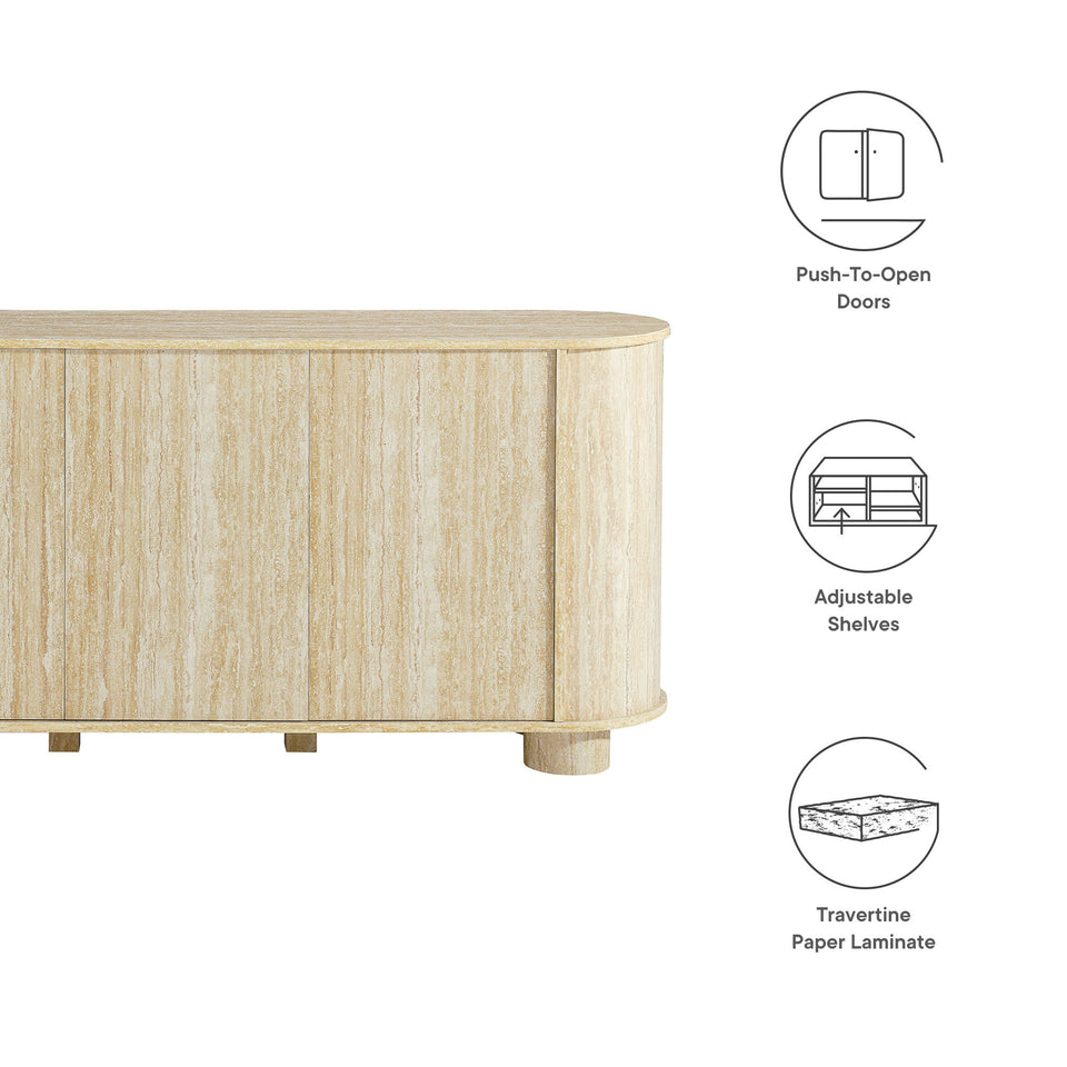 Overture 63" Oval Faux Travertine Sideboard by Modway