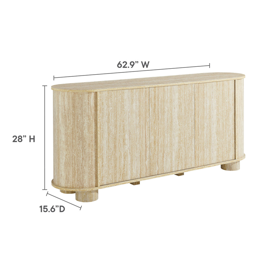 Overture 63" Oval Faux Travertine Sideboard by Modway