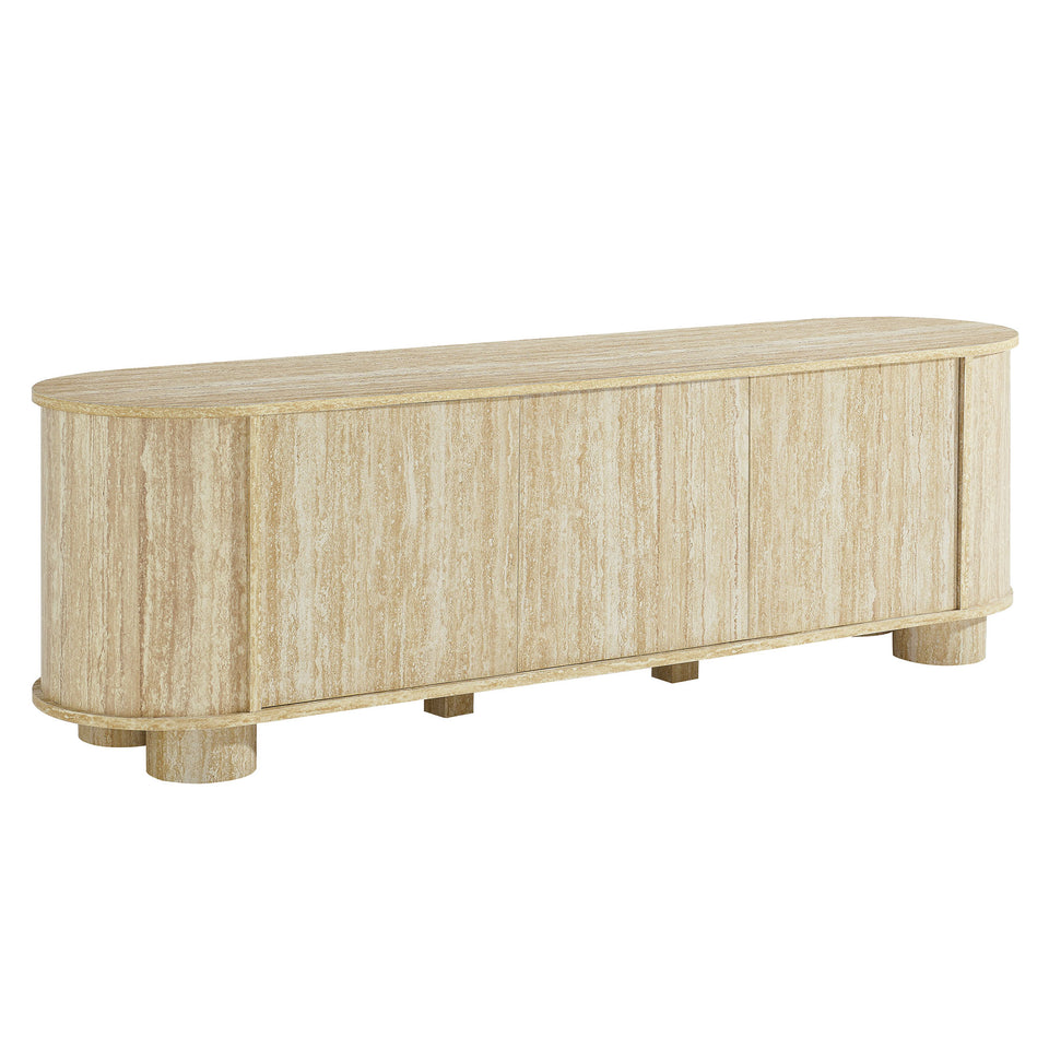 Overture 63" Oval Faux Travertine TV Stand by Modway