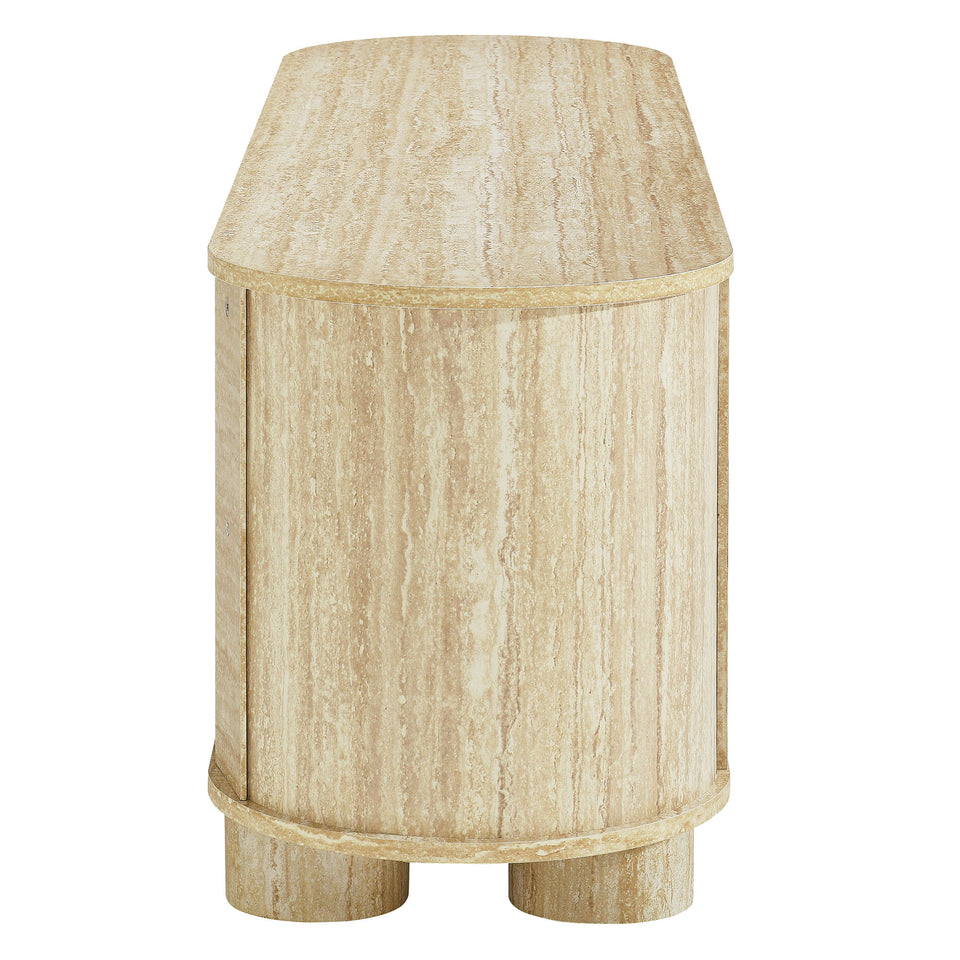 Overture 63" Oval Faux Travertine TV Stand by Modway