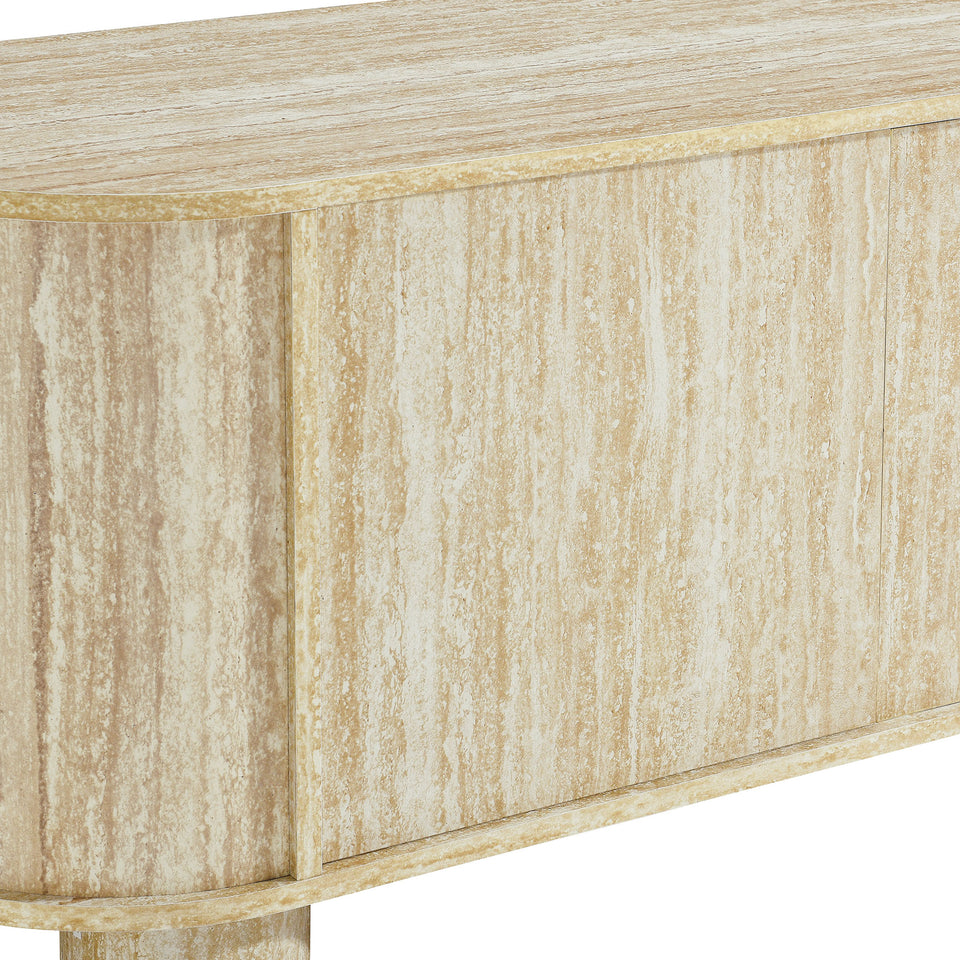 Overture 63" Oval Faux Travertine TV Stand by Modway