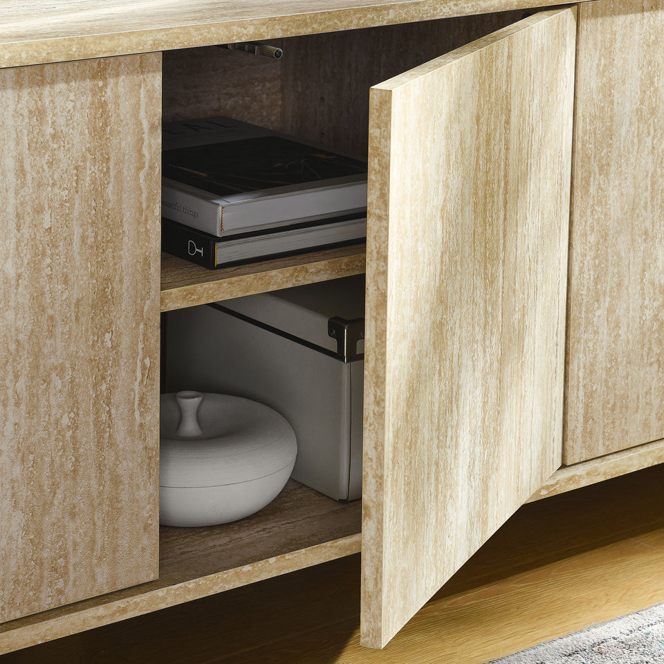 Overture 63" Oval Faux Travertine TV Stand by Modway