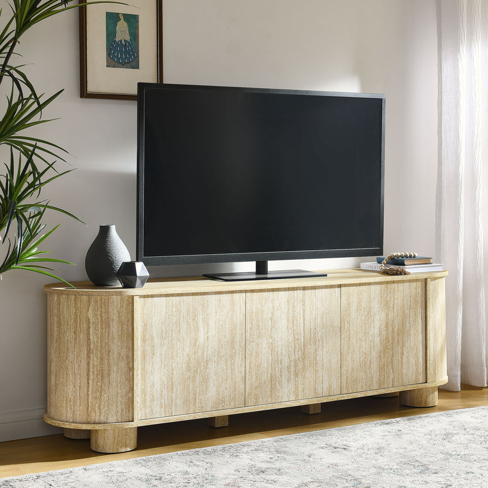 Overture 63" Oval Faux Travertine TV Stand by Modway