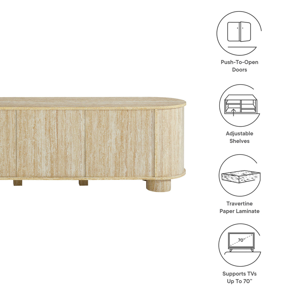 Overture 63" Oval Faux Travertine TV Stand by Modway