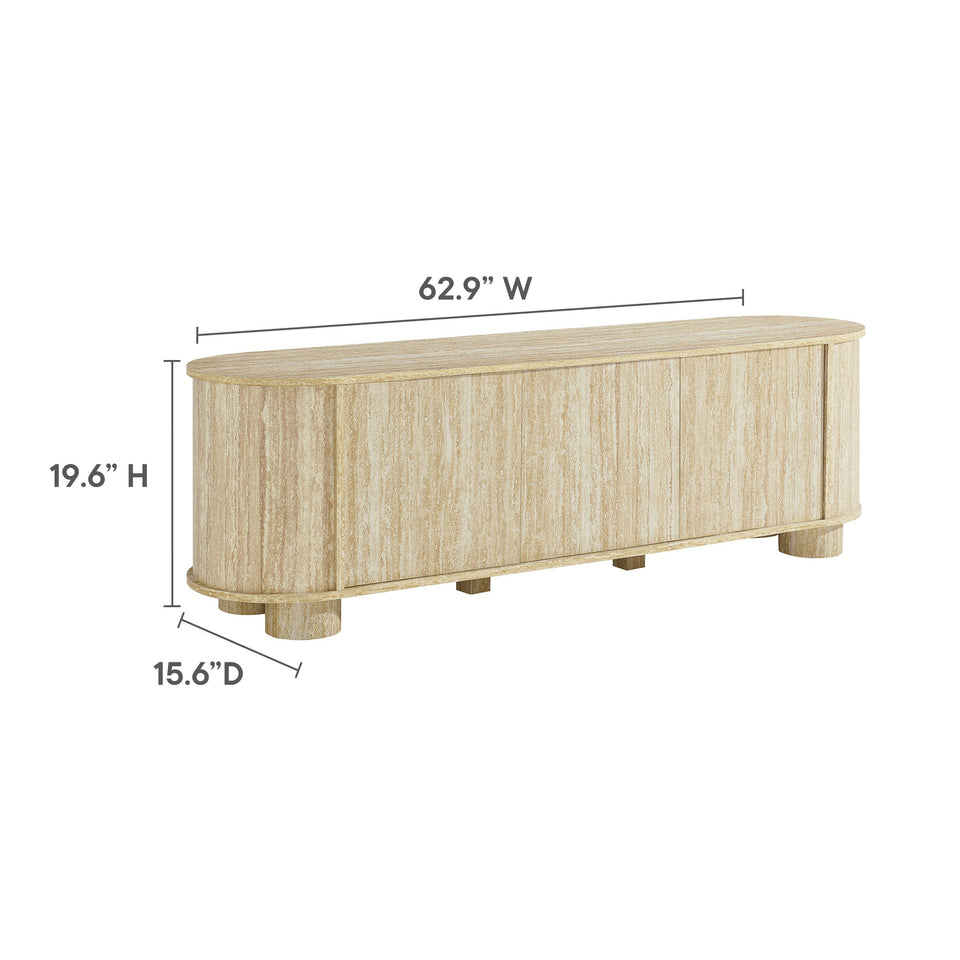 Overture 63" Oval Faux Travertine TV Stand by Modway