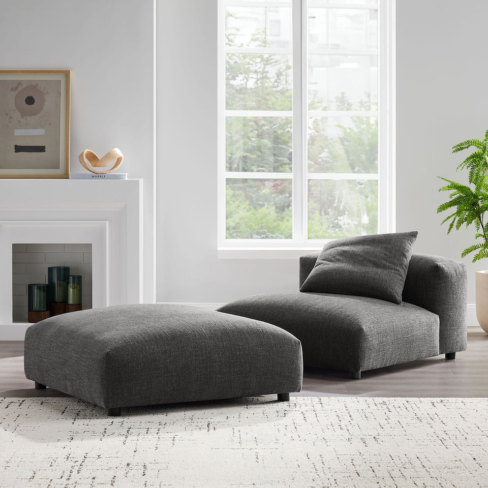 Solace Modular Upholstered Fabric Armless Chair and Ottoman Set by Modway