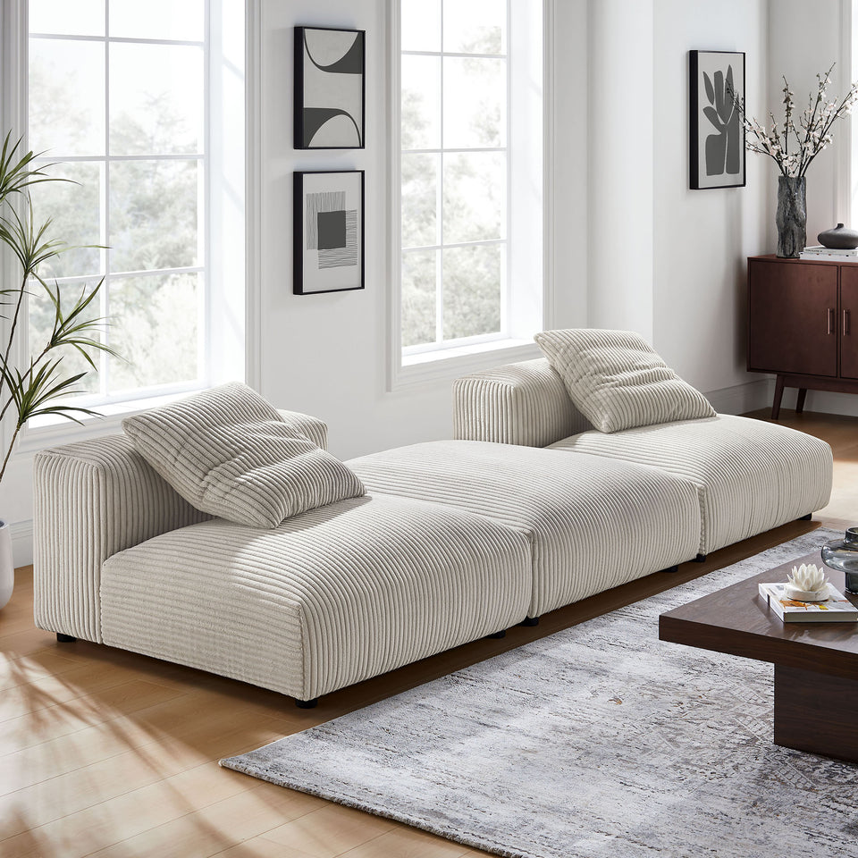 Solace 3-Piece Modular Corduroy Upholstered Sectional Sofa by Modway
