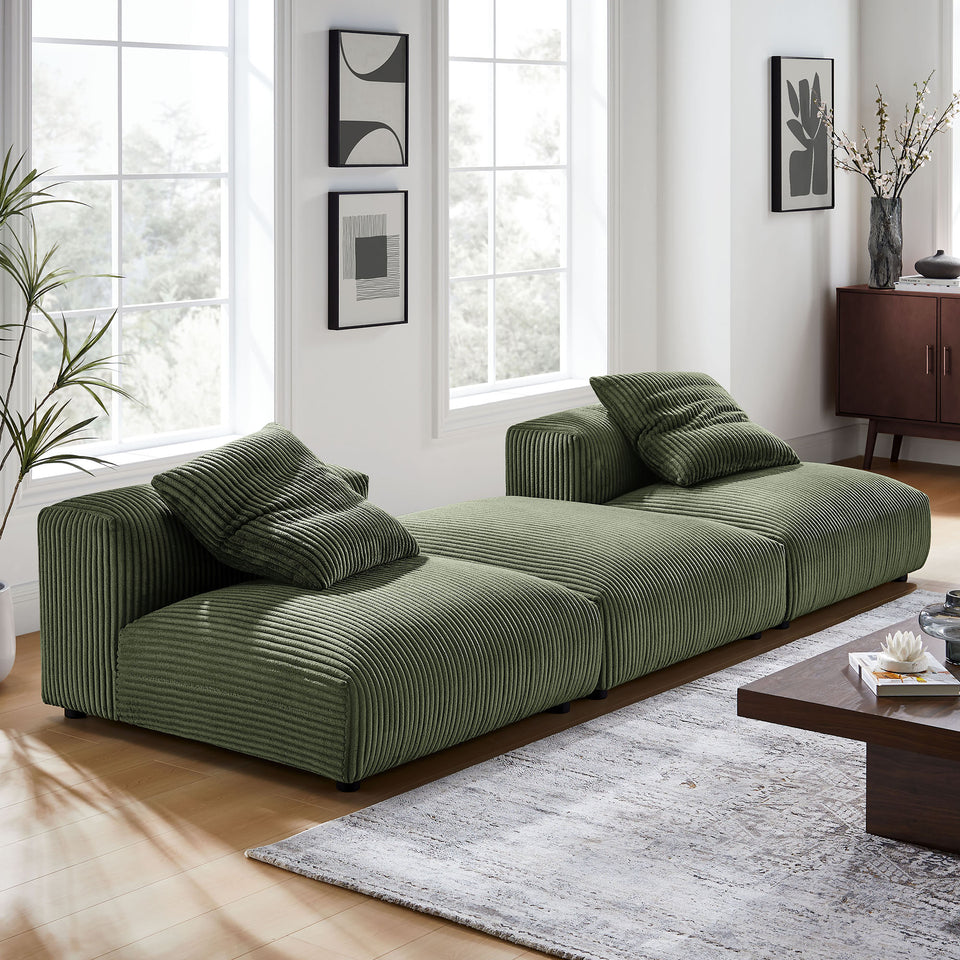Solace 3-Piece Modular Corduroy Upholstered Sectional Sofa by Modway