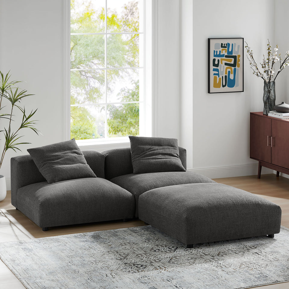 Solace 3-Piece Modular Upholstered Fabric Sectional Sofa by Modway