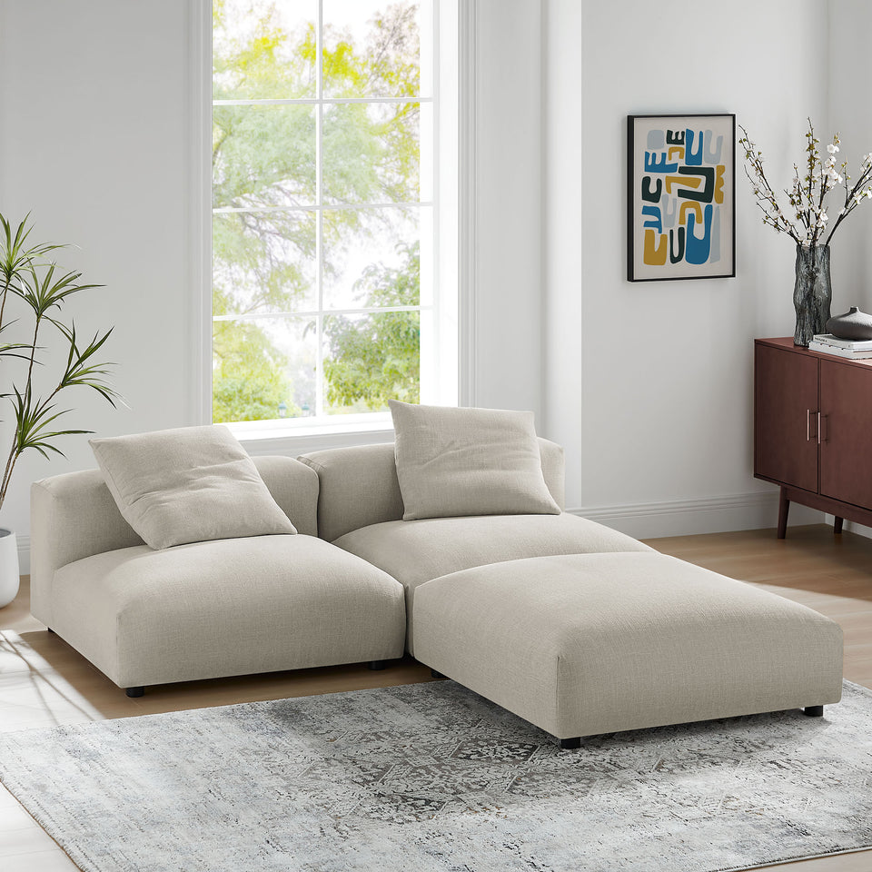 Solace 3-Piece Modular Upholstered Fabric Sectional Sofa by Modway