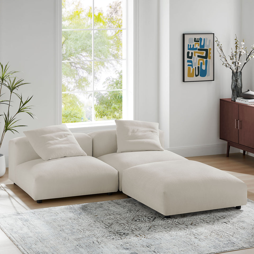 Solace 3-Piece Modular Upholstered Fabric Sectional Sofa by Modway