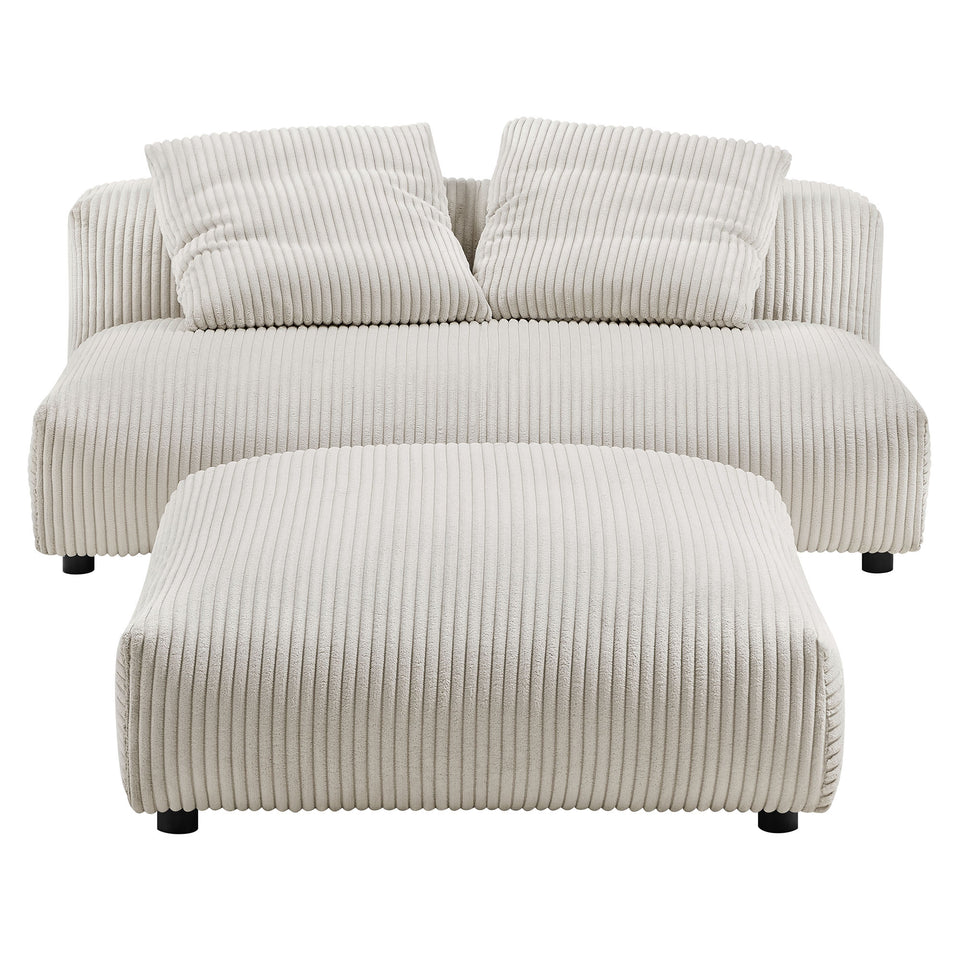 Solace Modular Corduroy Upholstered Armless Loveseat and Ottoman Set by Modway