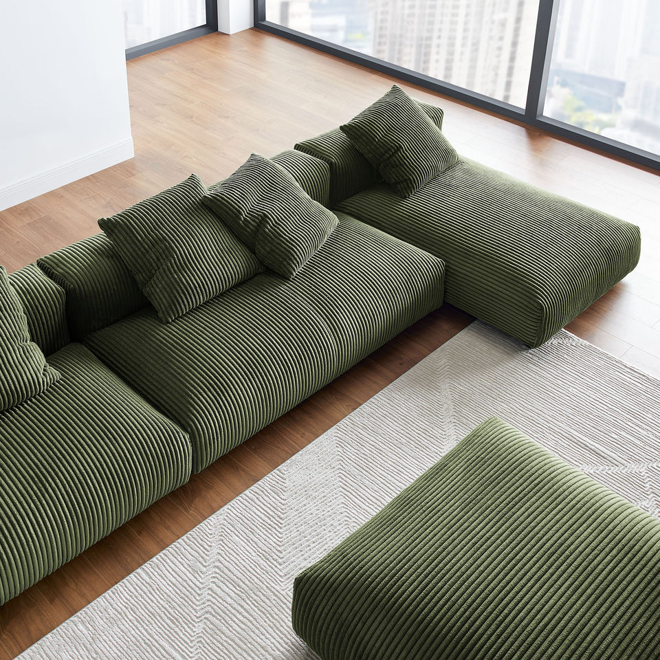 Solace 4-Piece Modular Corduroy Upholstered Sectional Sofa With Ottoman by Modway