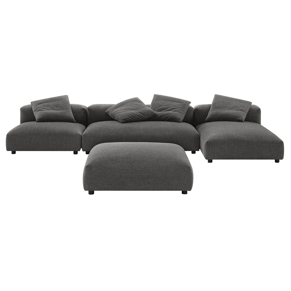 Solace 4-Piece Modular Upholstered Fabric Sectional Sofa With Ottoman by Modway