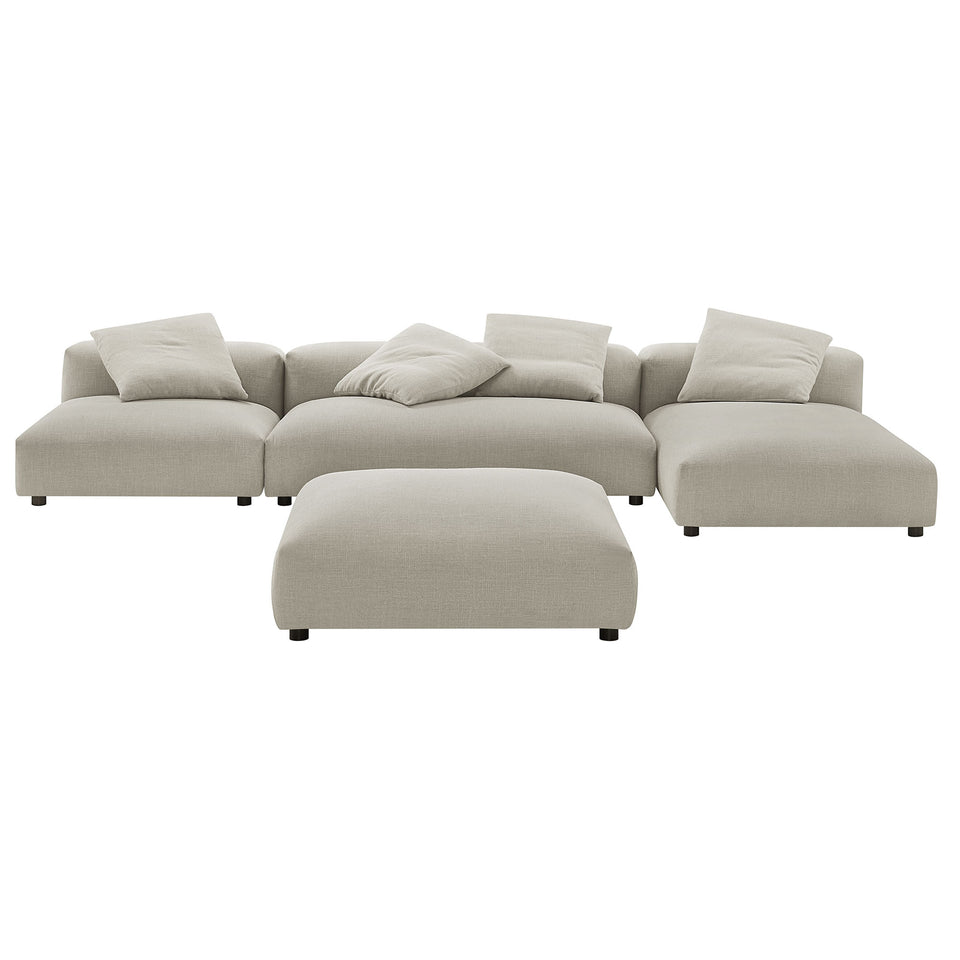 Solace 4-Piece Modular Upholstered Fabric Sectional Sofa With Ottoman by Modway