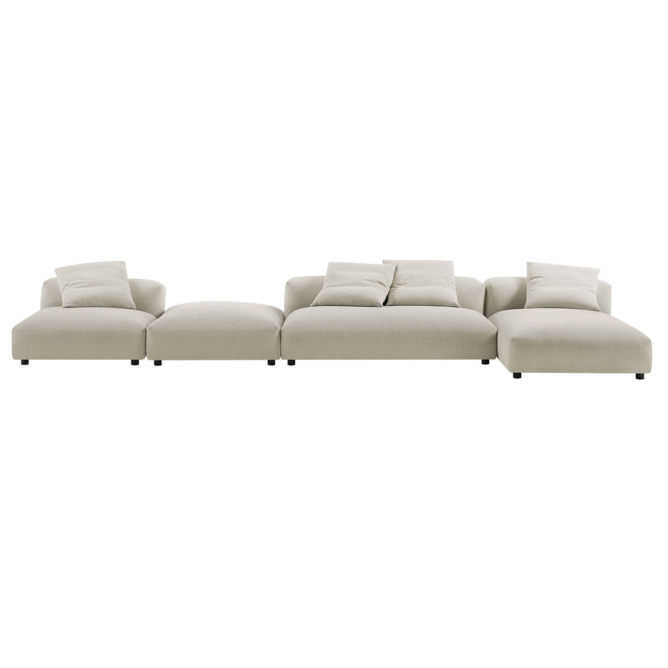 Solace 4-Piece Modular Upholstered Fabric Sectional Sofa With Ottoman by Modway
