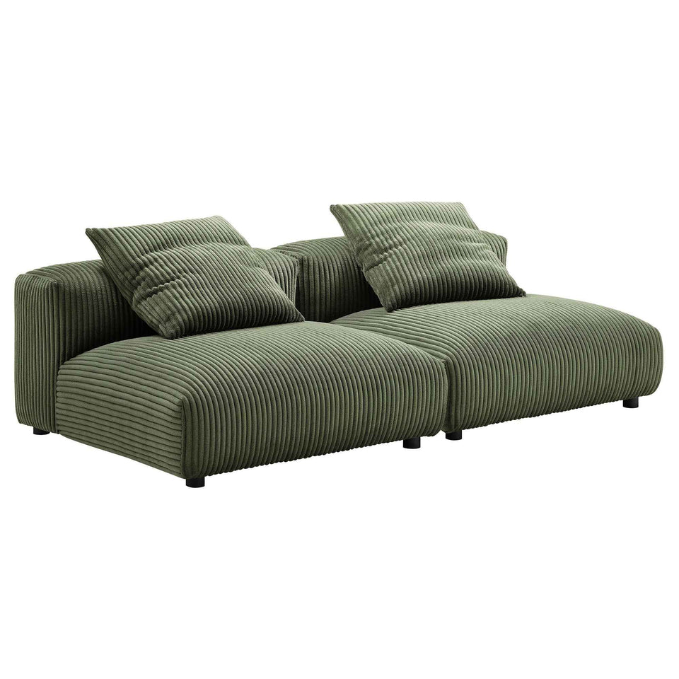 Solace 2-Piece Modular Corduroy Upholstered Sofa by Modway