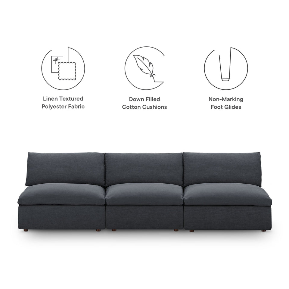 Commix Down Filled Overstuffed 3-Piece Armless Sectional Sofa by Modway
