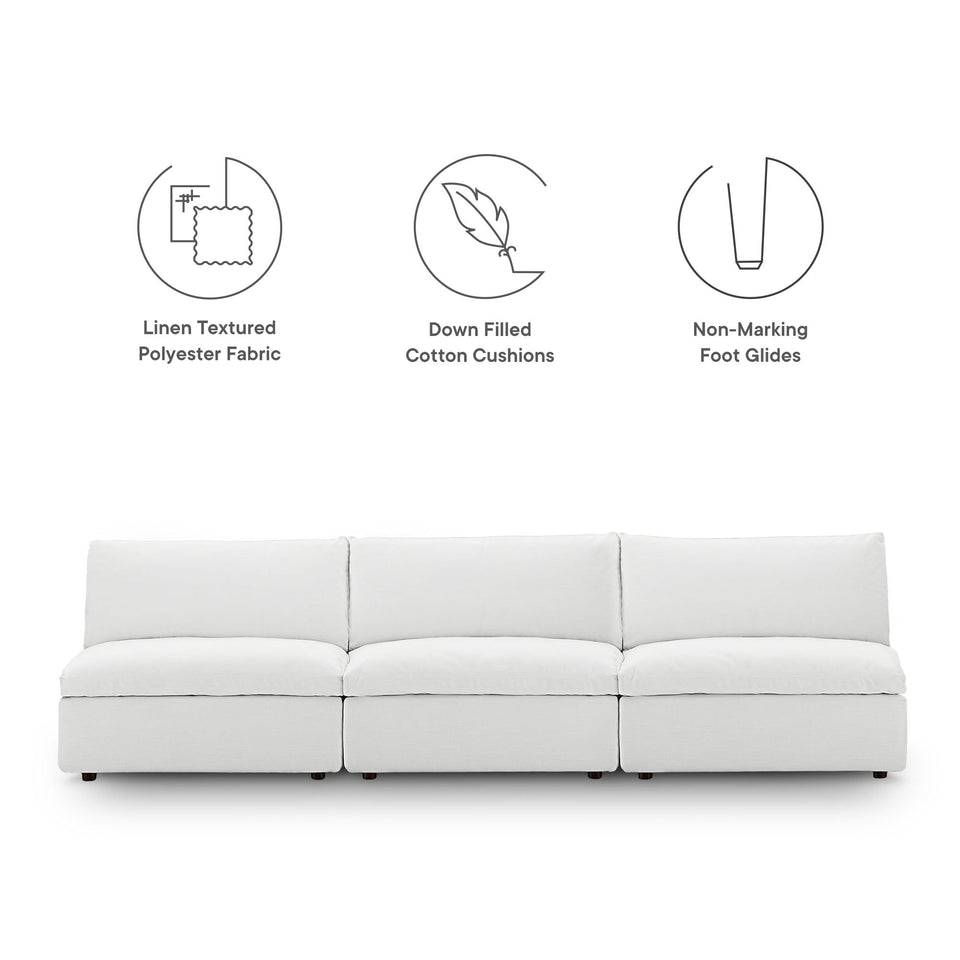 Commix Down Filled Overstuffed 3-Piece Armless Sectional Sofa by Modway