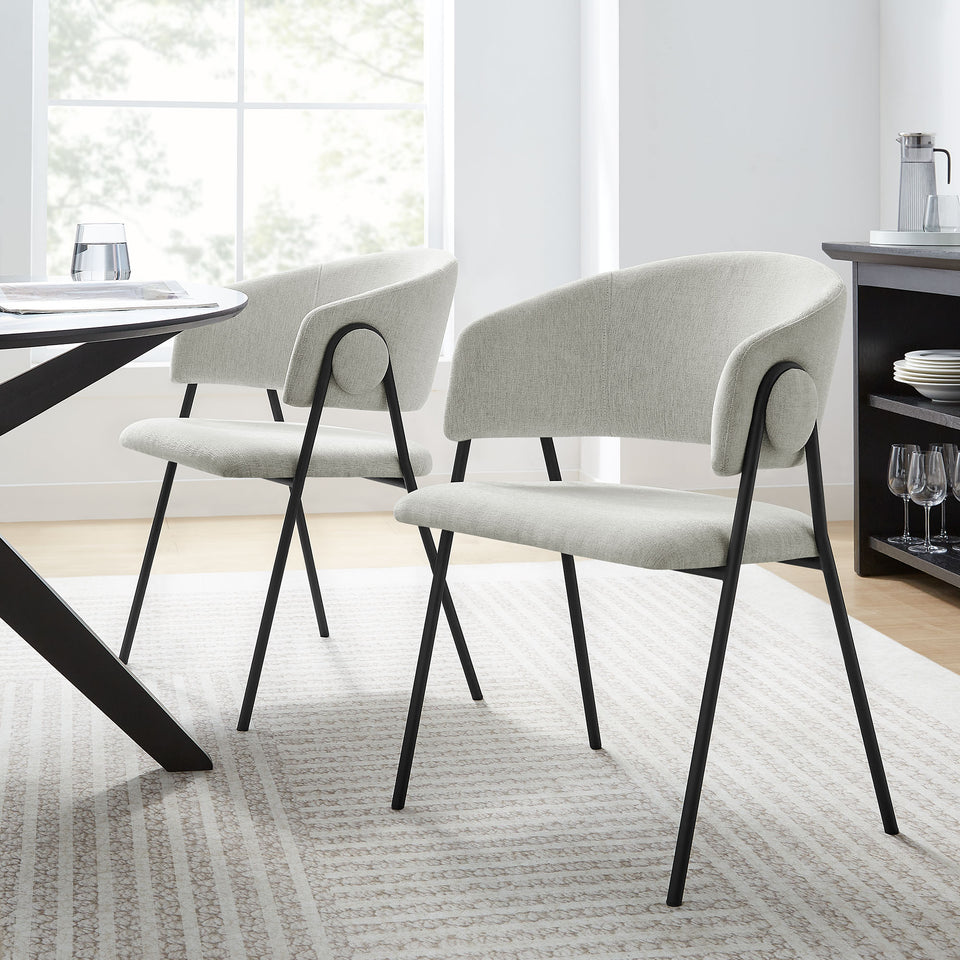 Nella Upholstered Heathered Chenille Dining Chairs Set of 2 by Modway