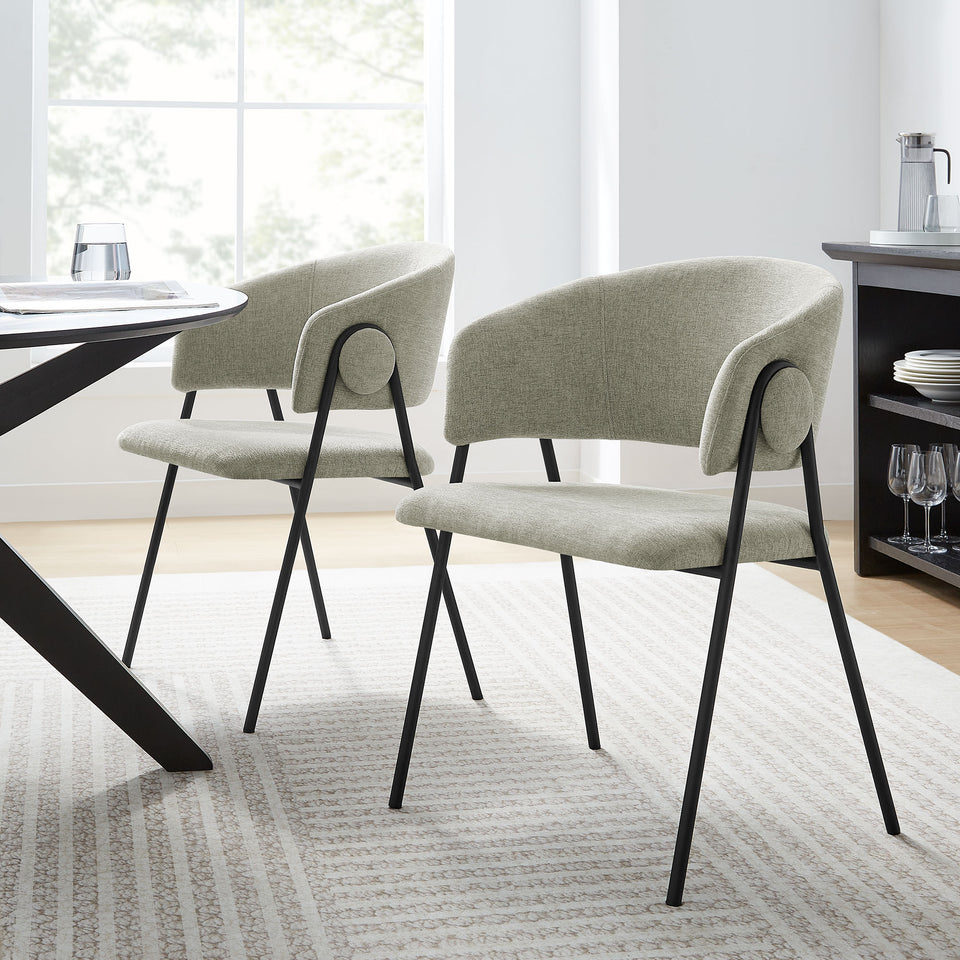 Nella Upholstered Heathered Chenille Dining Chairs Set of 2 by Modway