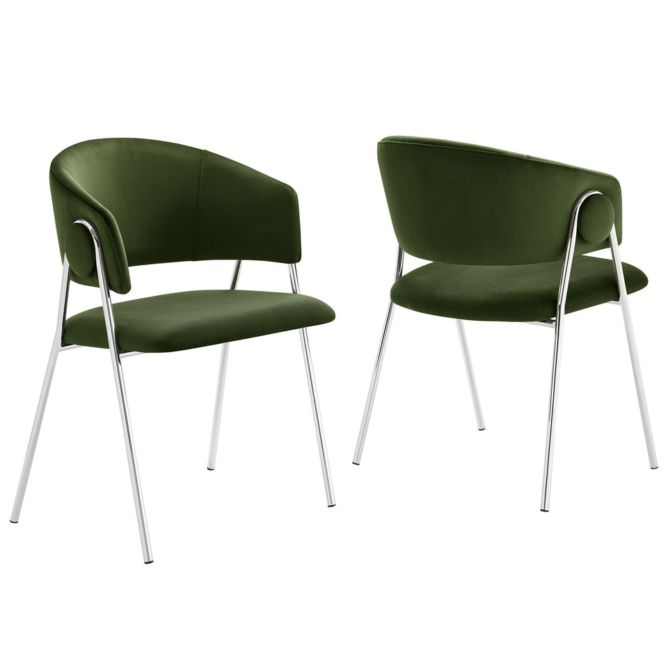 Nella Upholstered Performance Velvet Dining Chair Set of 2 by Modway