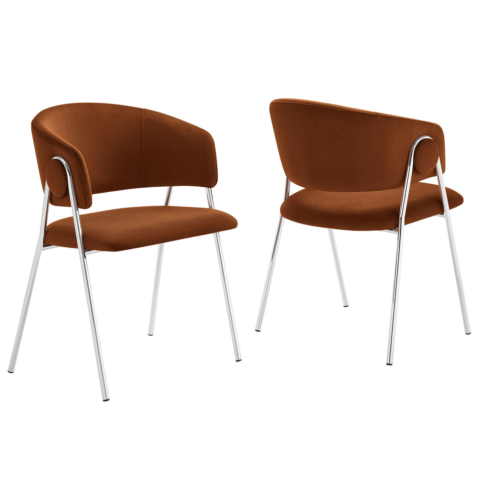 Nella Upholstered Performance Velvet Dining Chair Set of 2 by Modway