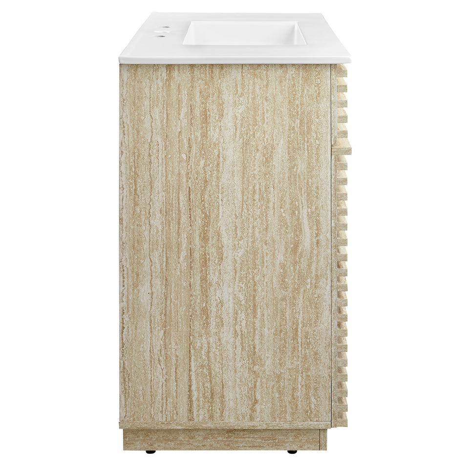 Render 36" Faux Travertine Bathroom Vanity With Sink by Modway