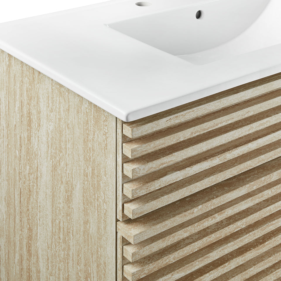 Render 36" Faux Travertine Bathroom Vanity With Sink by Modway