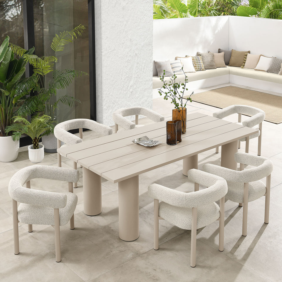 Nautica 7-Piece Rectangular Outdoor Patio Aluminum Dining Table and Chairs Set by Modway