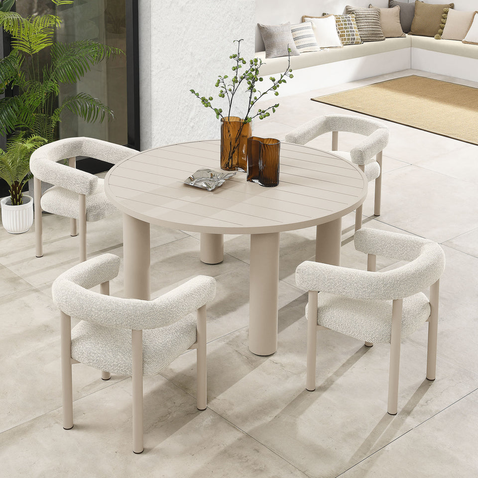 Nautica 5-Piece Round Outdoor Patio Aluminum Dining Table and Chairs Set by Modway