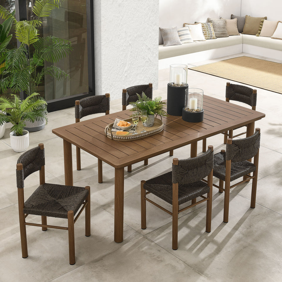 Parkland 7-Piece Rectangular Outdoor Patio Rattan and Aluminum Dining Table and Chairs Set by Modway