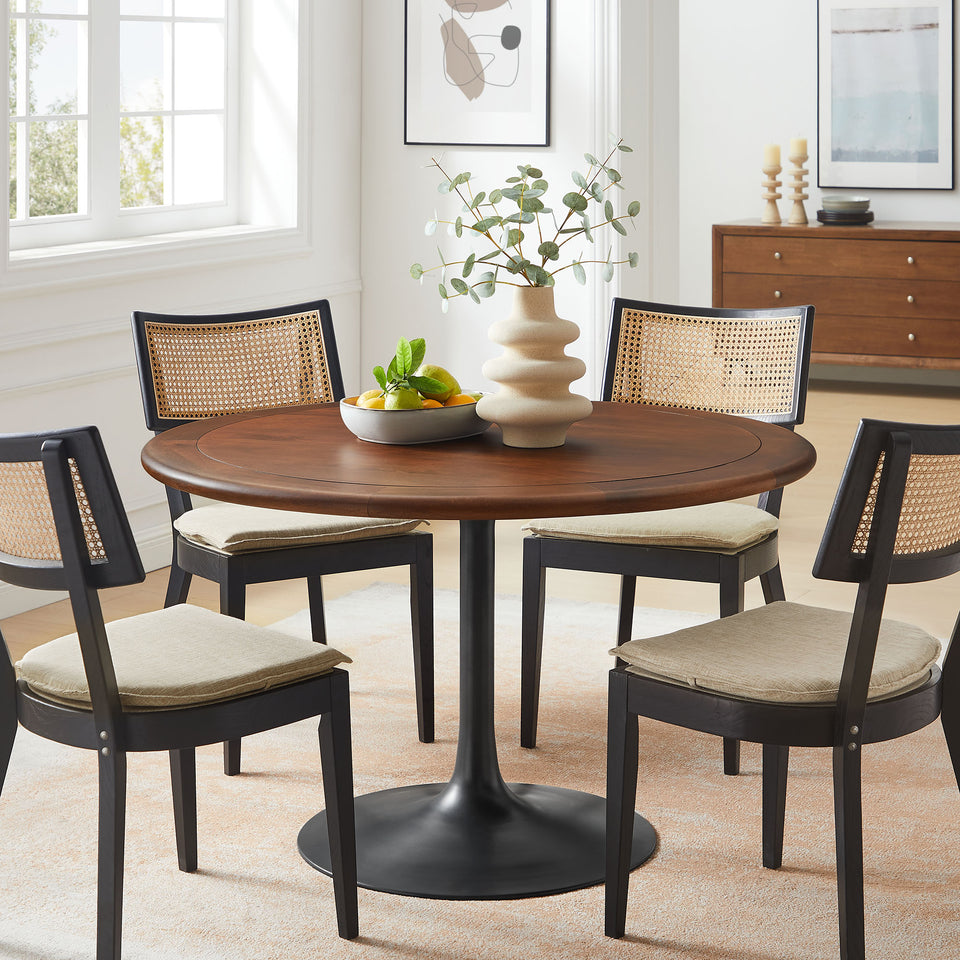 Lippa 48" Round Pedestal Solid Wood Dining Table by Modway
