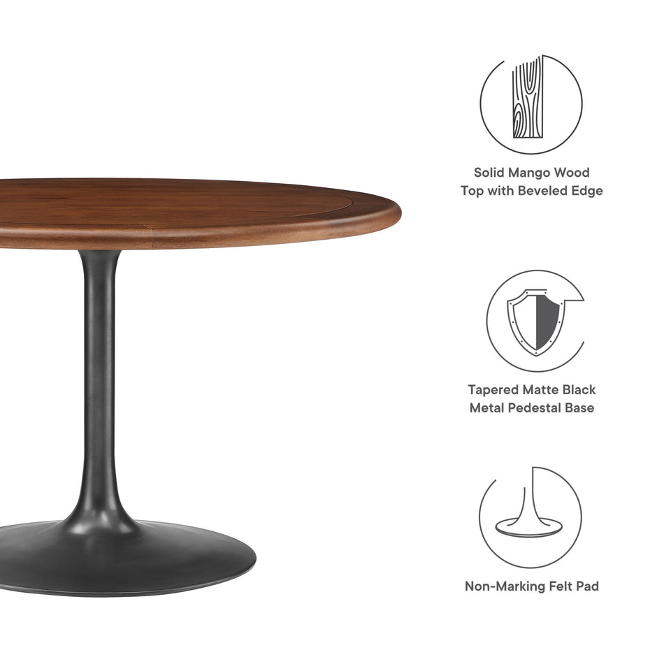 Lippa 48" Round Pedestal Solid Wood Dining Table by Modway