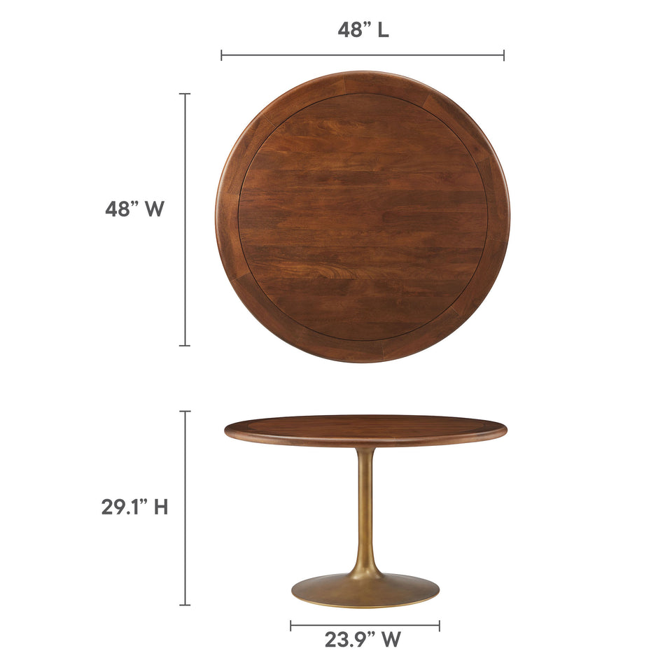 Lippa 48" Round Pedestal Solid Wood Dining Table by Modway