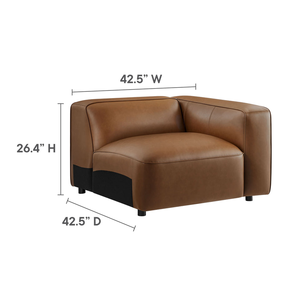 Auren 3-Piece Upholstered Vegan Leather Modular Loveseat with Ottoman by Modway
